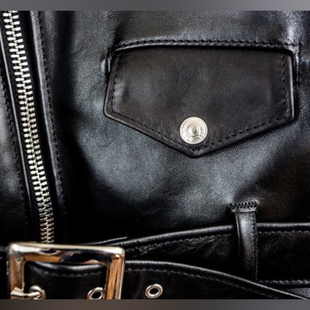 Scott Men's Black Leather Jacket - 618HH - Picture 8 of 12